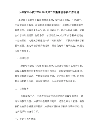2012017学年薄弱学科工作计划