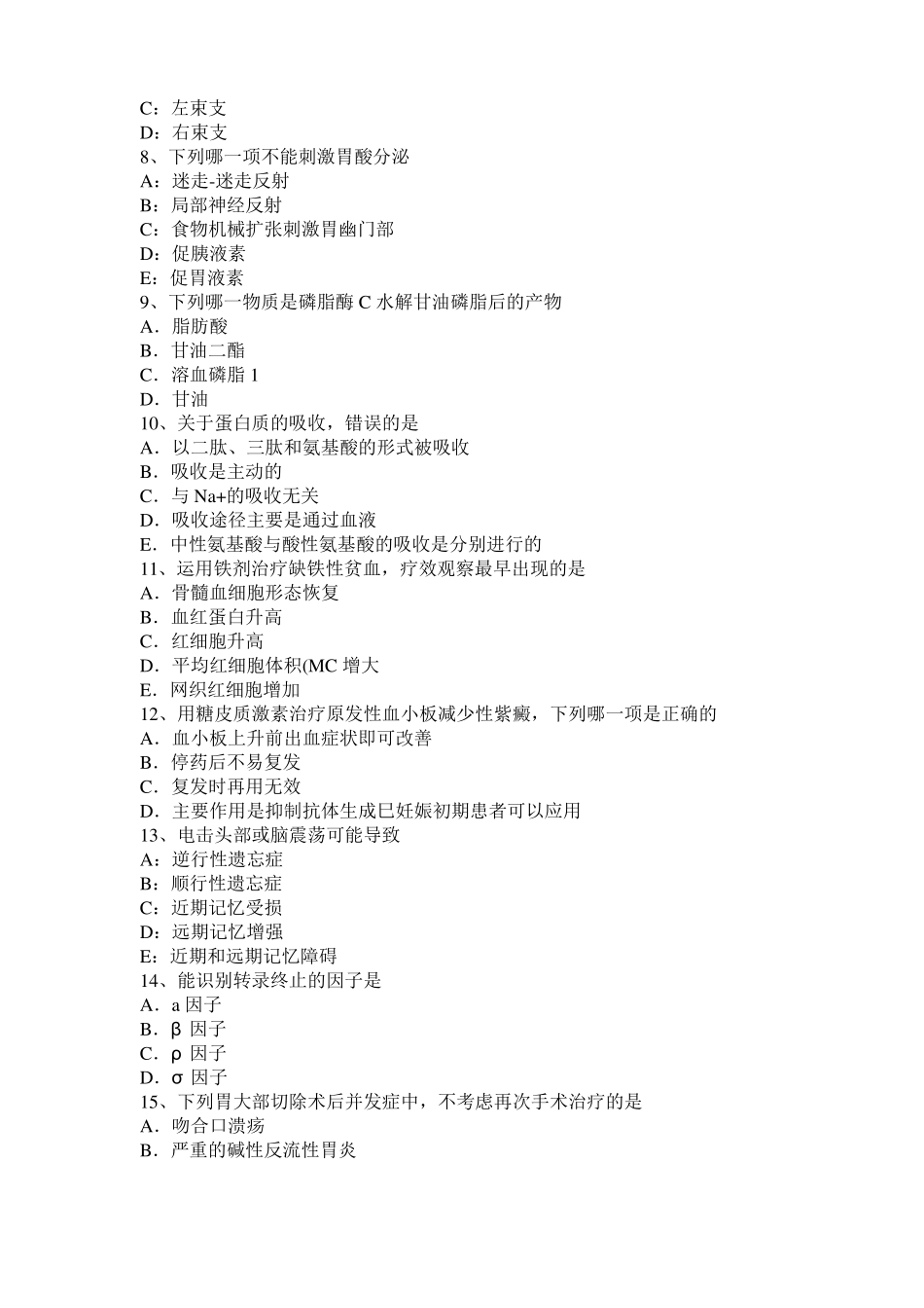 2015年上海考研西医：记忆对场合和状态的依存性试题_第2页