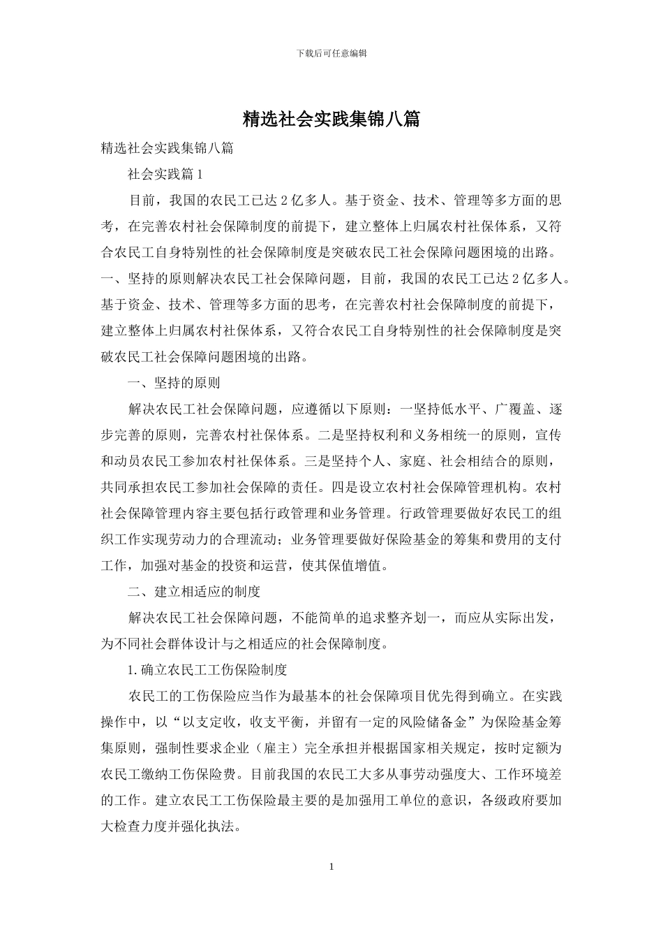 精选社会实践集锦八篇_第1页