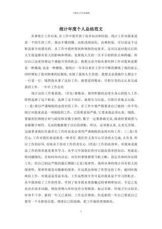 统计年度个人总结范文