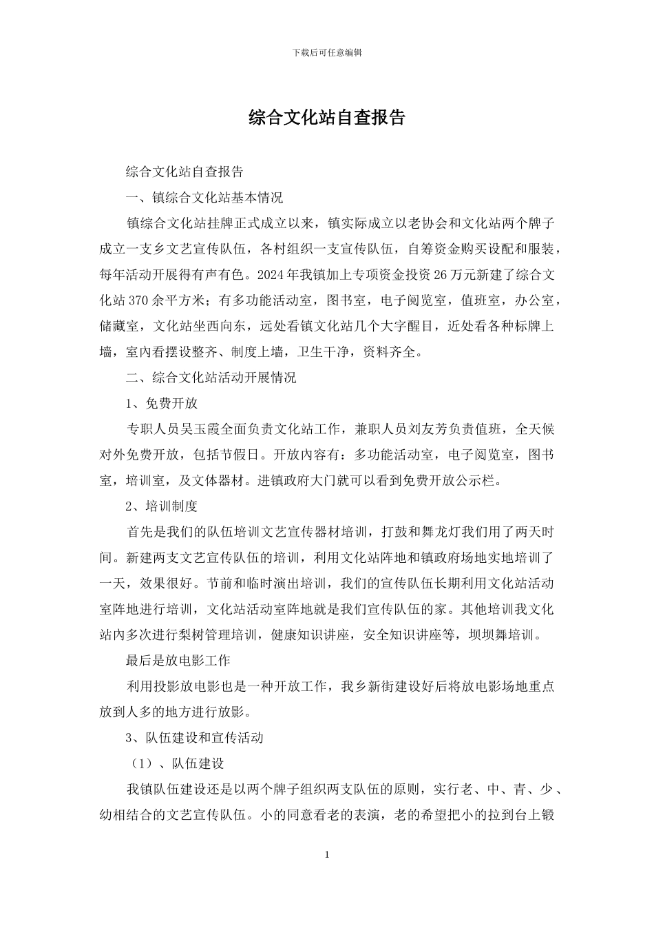 综合文化站自查报告_第1页