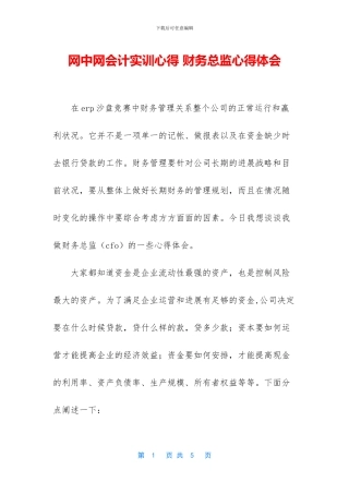网中网会计实训心得