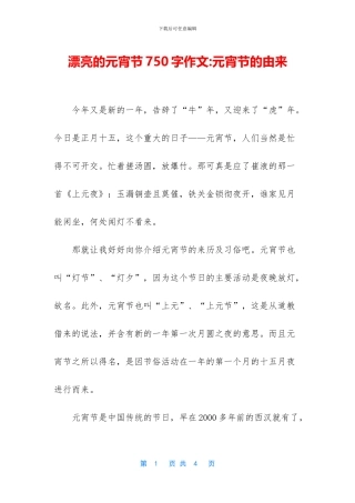 美丽的元宵节750字作文