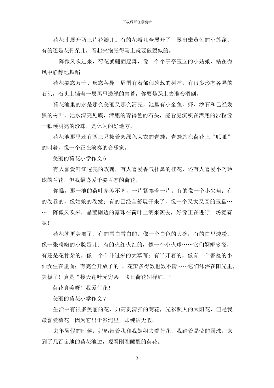 美丽的荷花小学作文_第3页