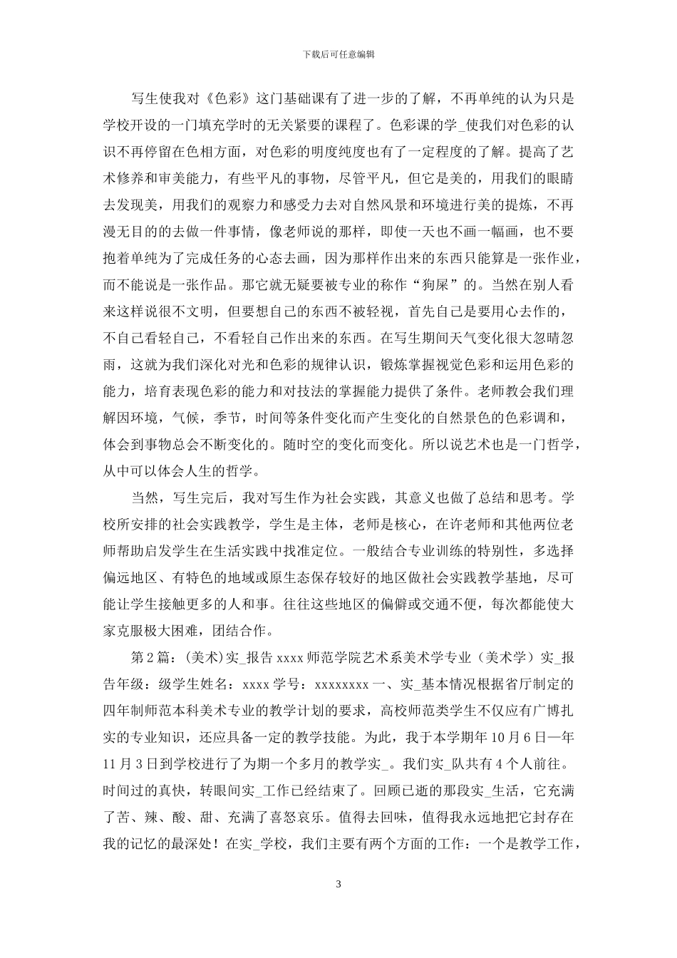 美术教育实习报告_第3页