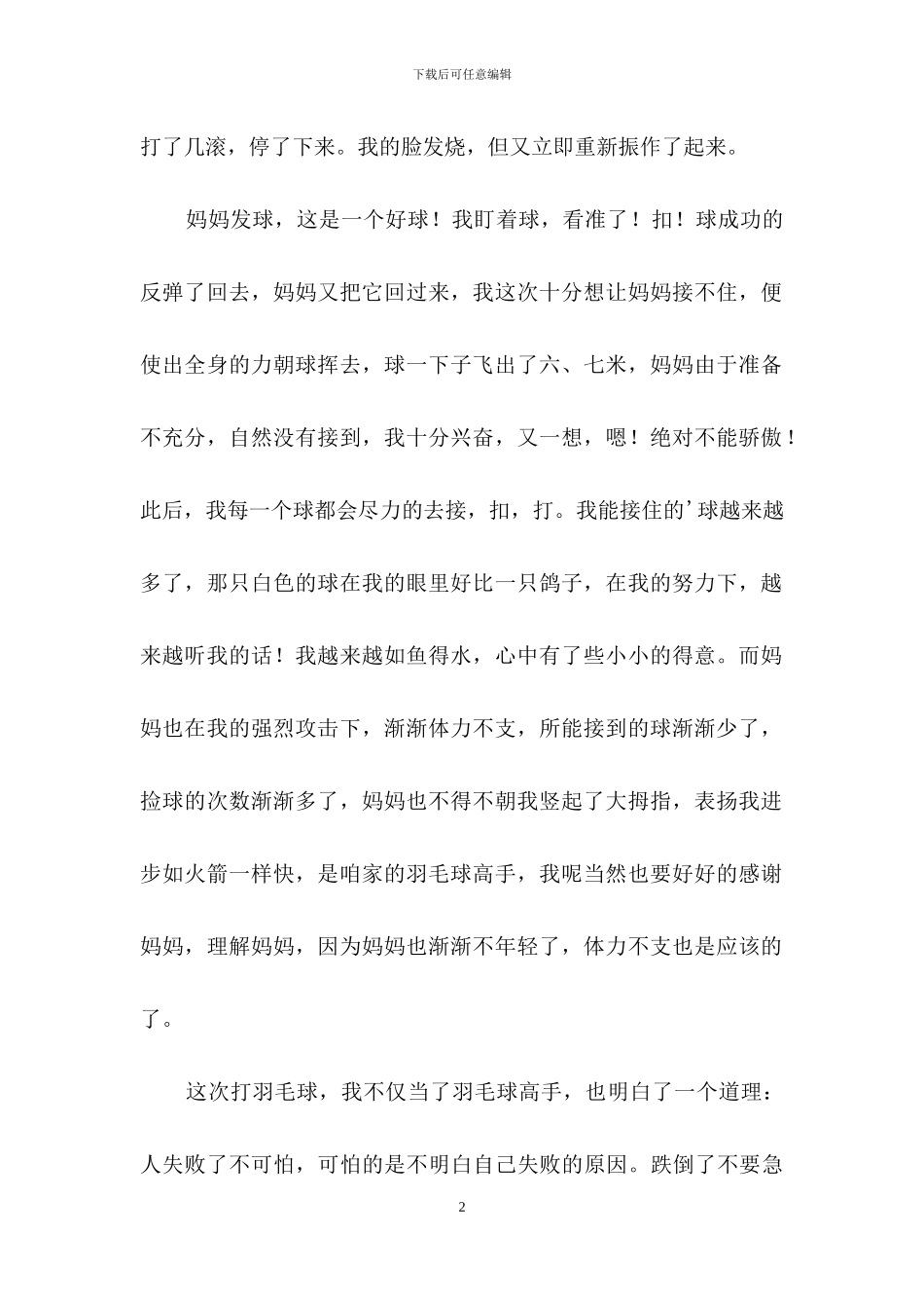 羽毛球比赛作文五篇_第2页