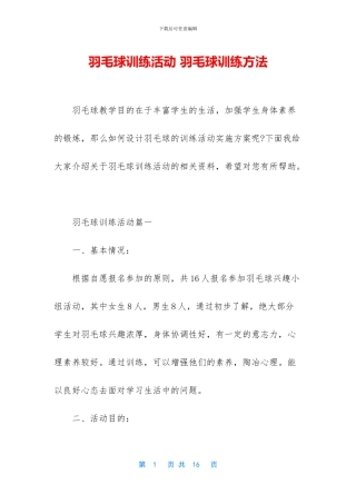 羽毛球训练活动