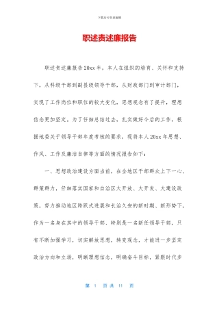 职述责述廉报告