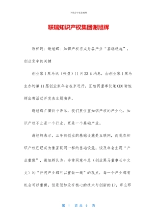 联瑞知识产权集团谢旭辉