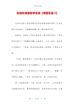 肖培东课堂教学实录
