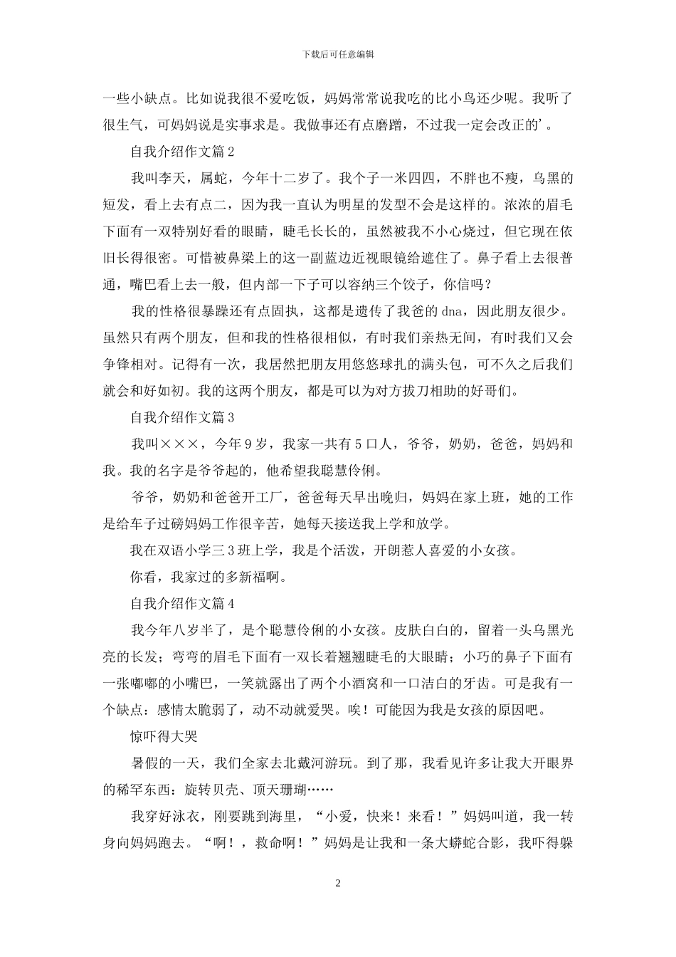 自我介绍作文集合五篇_第2页