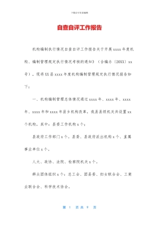 自查自评工作报告