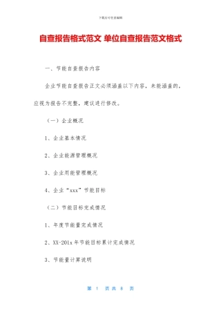 自查报告格式范文
