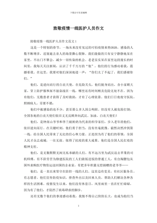 致敬疫情一线医护人员作文