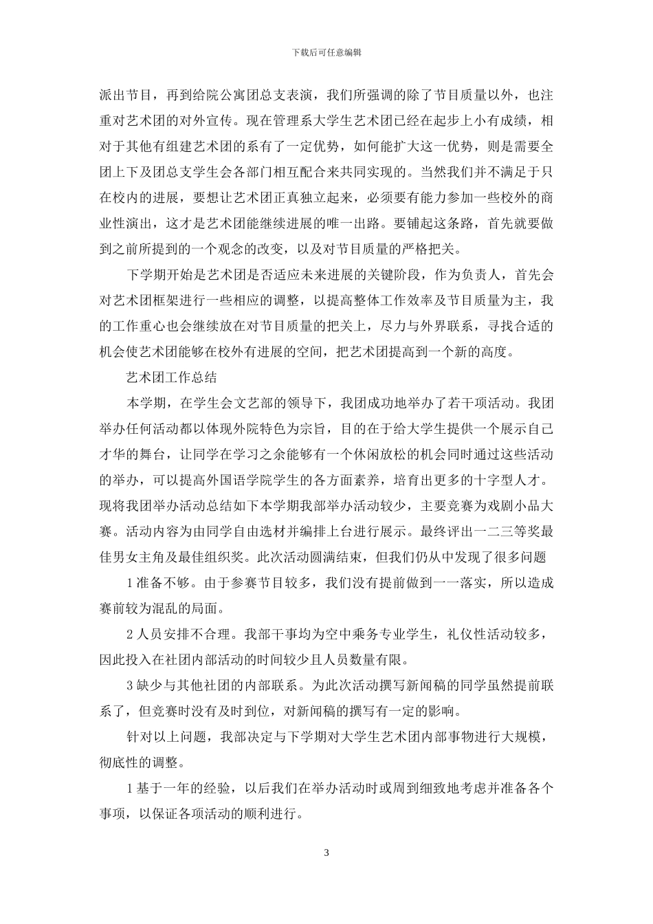 艺术团工作总结_第3页