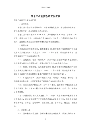 苏木产权制度改革工作汇报