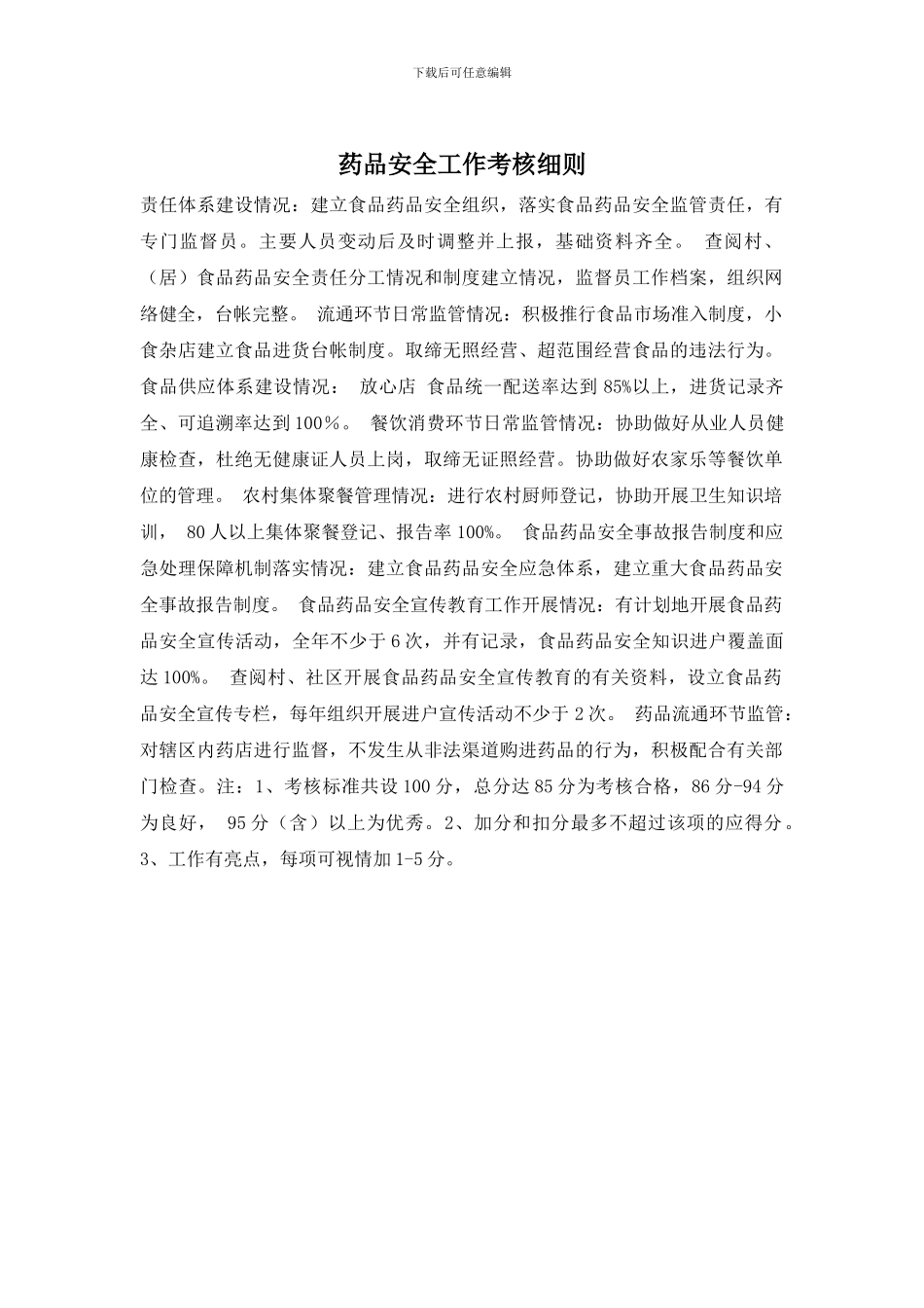 药品安全工作考核细则_第1页