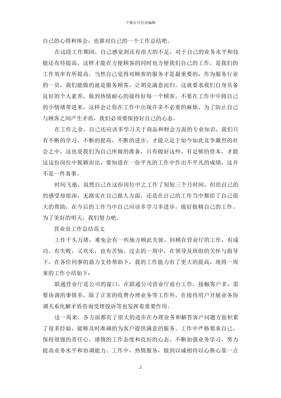营业员工作总结范文_第2页