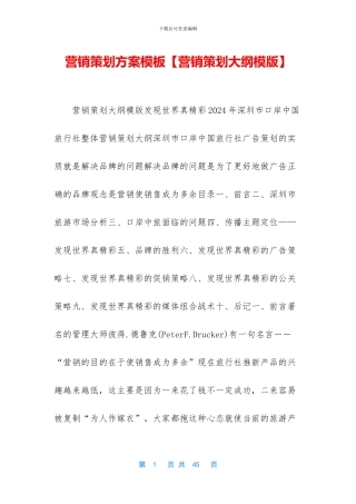 营销策划方案模板