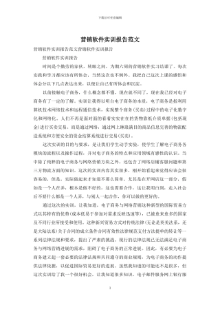 营销软件实训报告范文