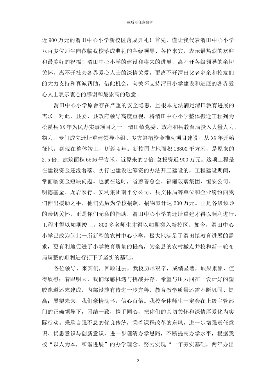 落成庆典讲话2篇_第2页