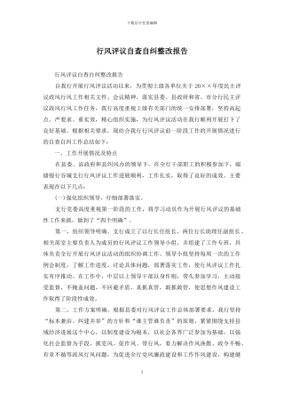 行风评议自查自纠整改报告