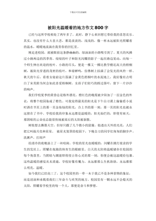 被阳光温暖着的地方作文800字