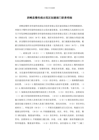 西畴县慢性病示范区创建部门职责明细