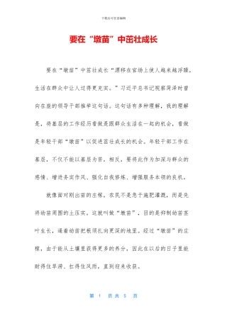 要在“墩苗”中茁壮成长