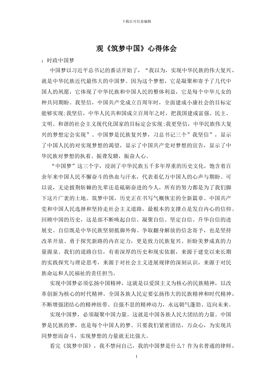 观《筑梦中国》心得体会_第1页