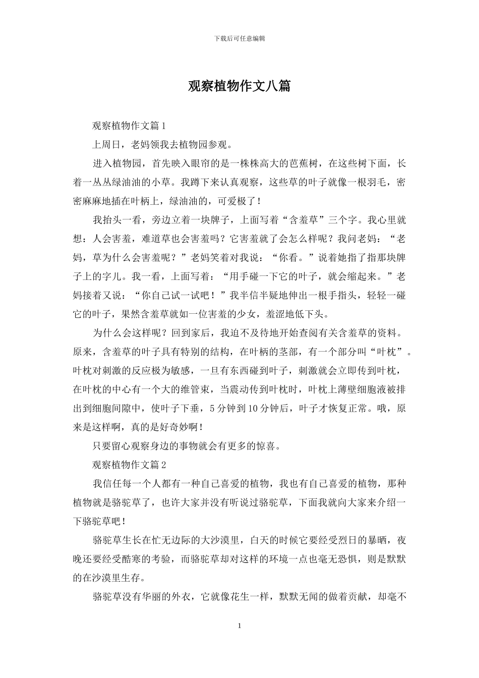 观察植物作文八篇_第1页