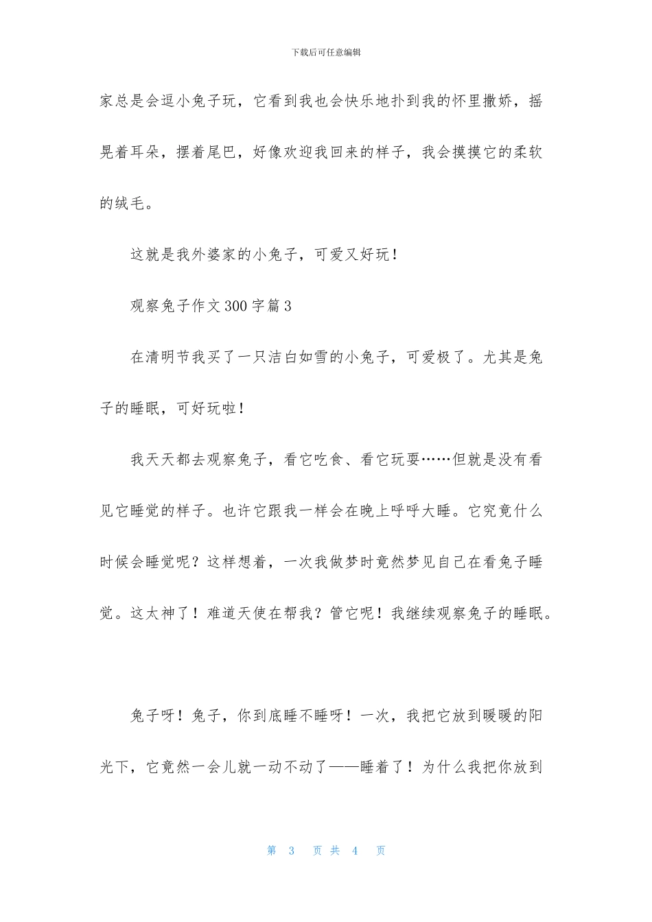 观察兔子作文300字三篇_第3页