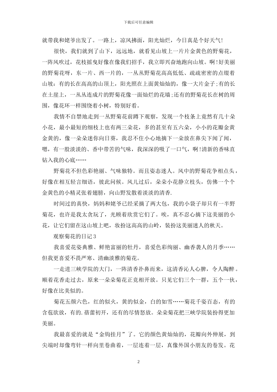 观察菊花的日记_第2页