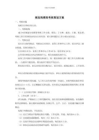 规划局绩效考核策划方案
