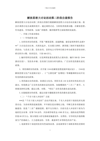 解放思想大讨论活动第二阶段自查报告