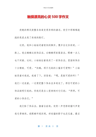 触摸美丽的心灵500字作文