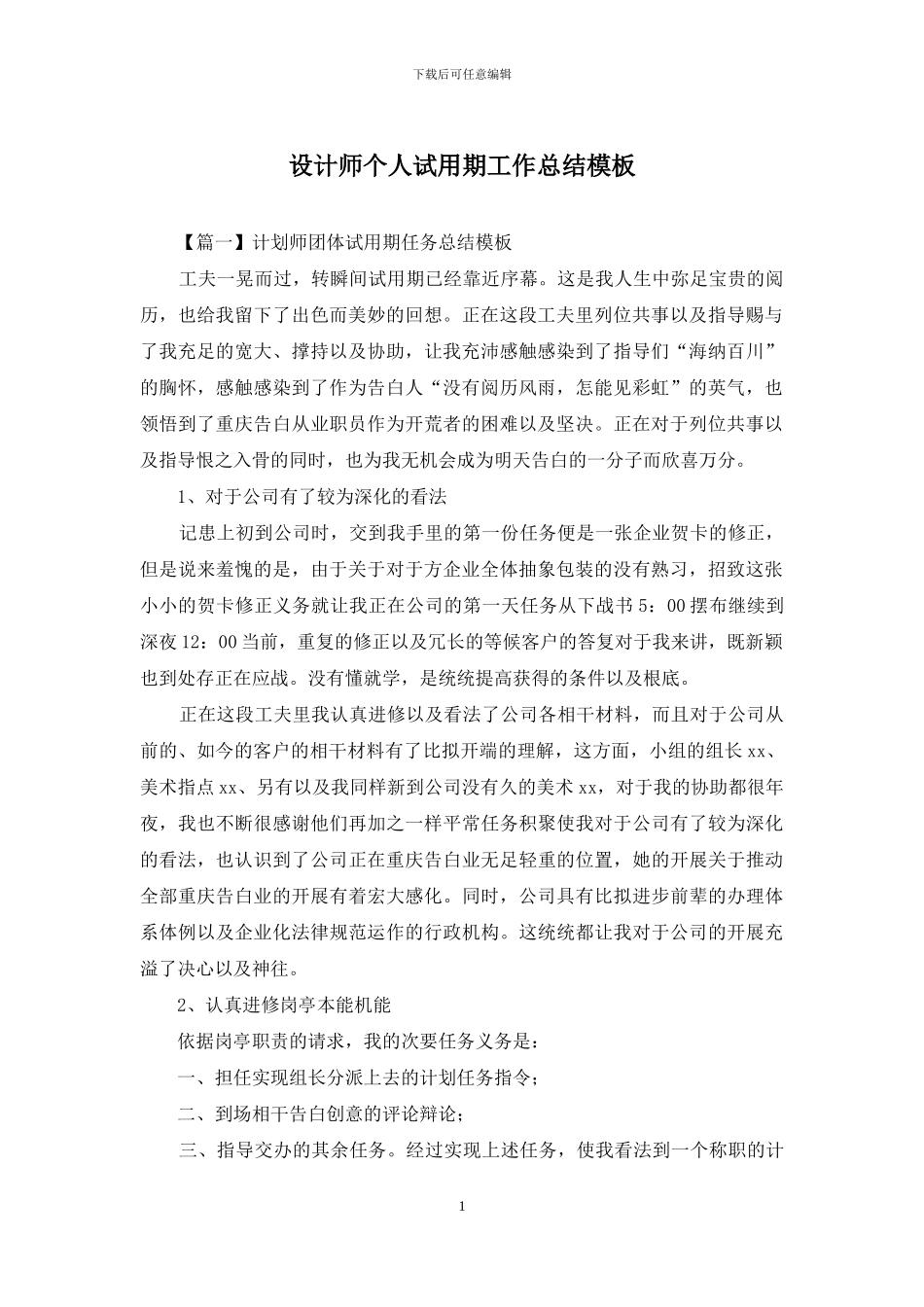 设计师个人试用期工作总结模板_第1页