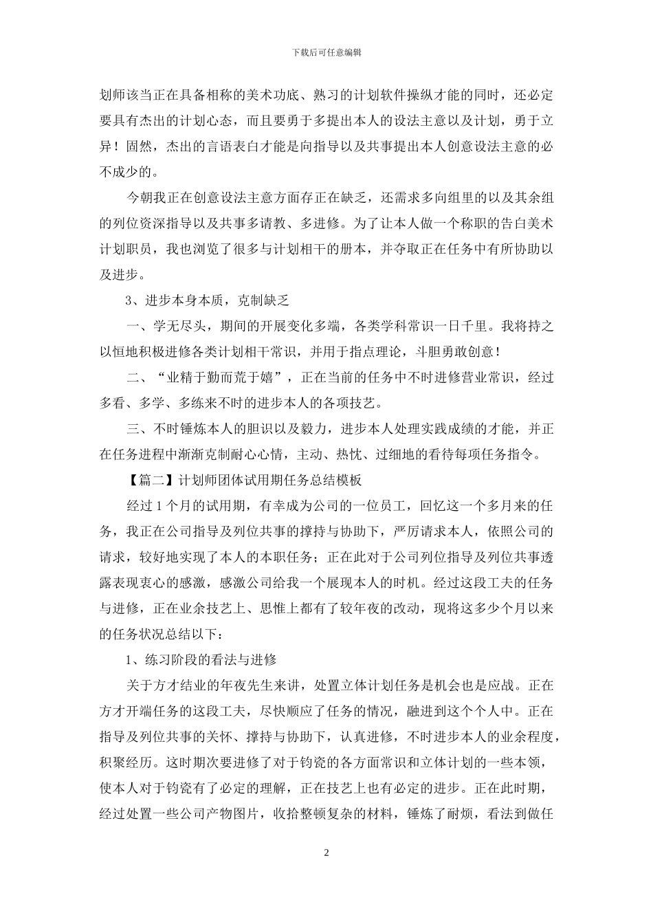设计师个人试用期工作总结模板_第2页