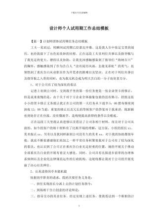 设计师个人试用期工作总结模板