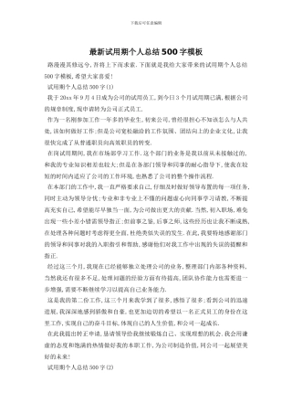 试用期个人总结500字模板