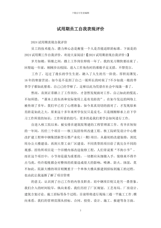 试用期员工自我表现评价