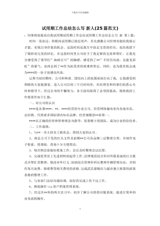 试用期工作总结怎么写-新人