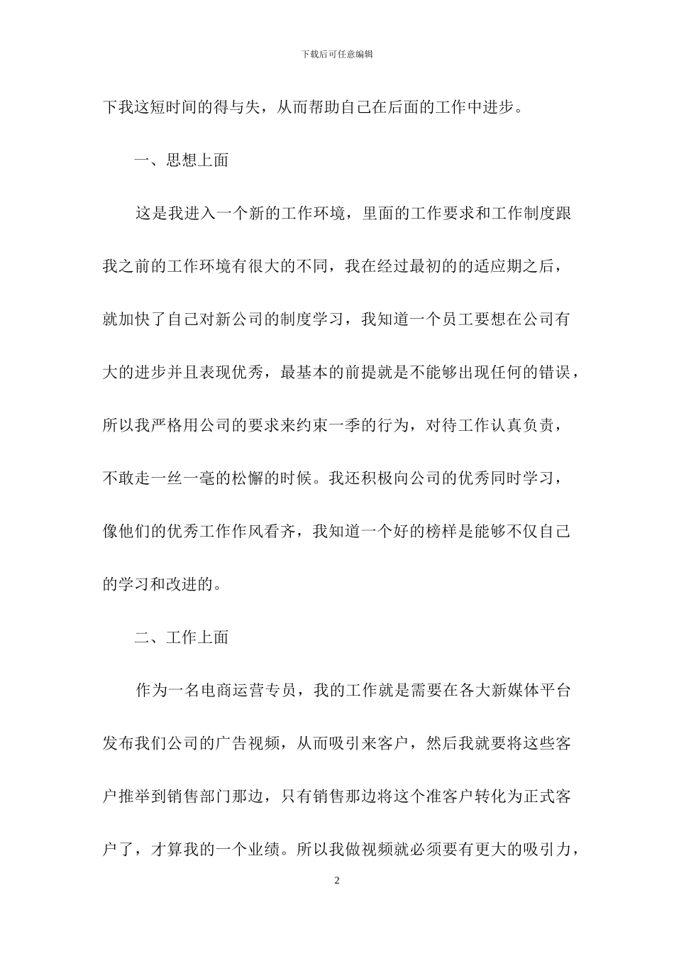 试用期工作总结范文锦集6篇_第2页