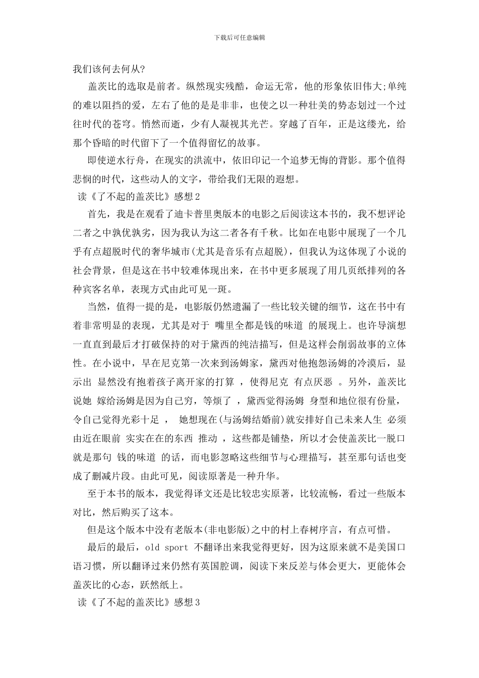 读《了不起的盖茨比》感想3篇_第2页