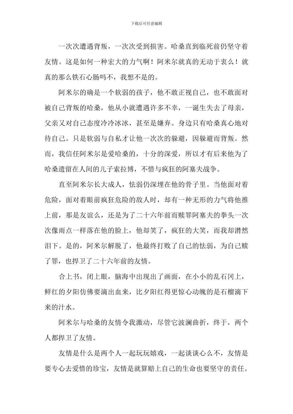 读书《追风筝的人》感悟收获范本_第2页