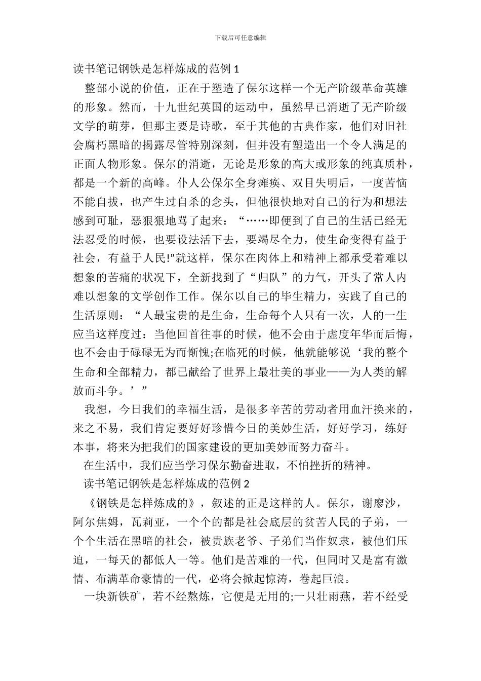 读书笔记钢铁是怎样炼成的范例五篇_第2页