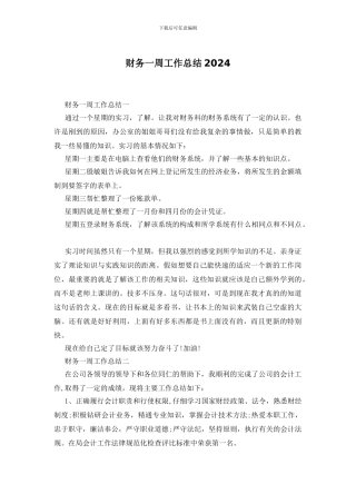财务一周工作总结2024