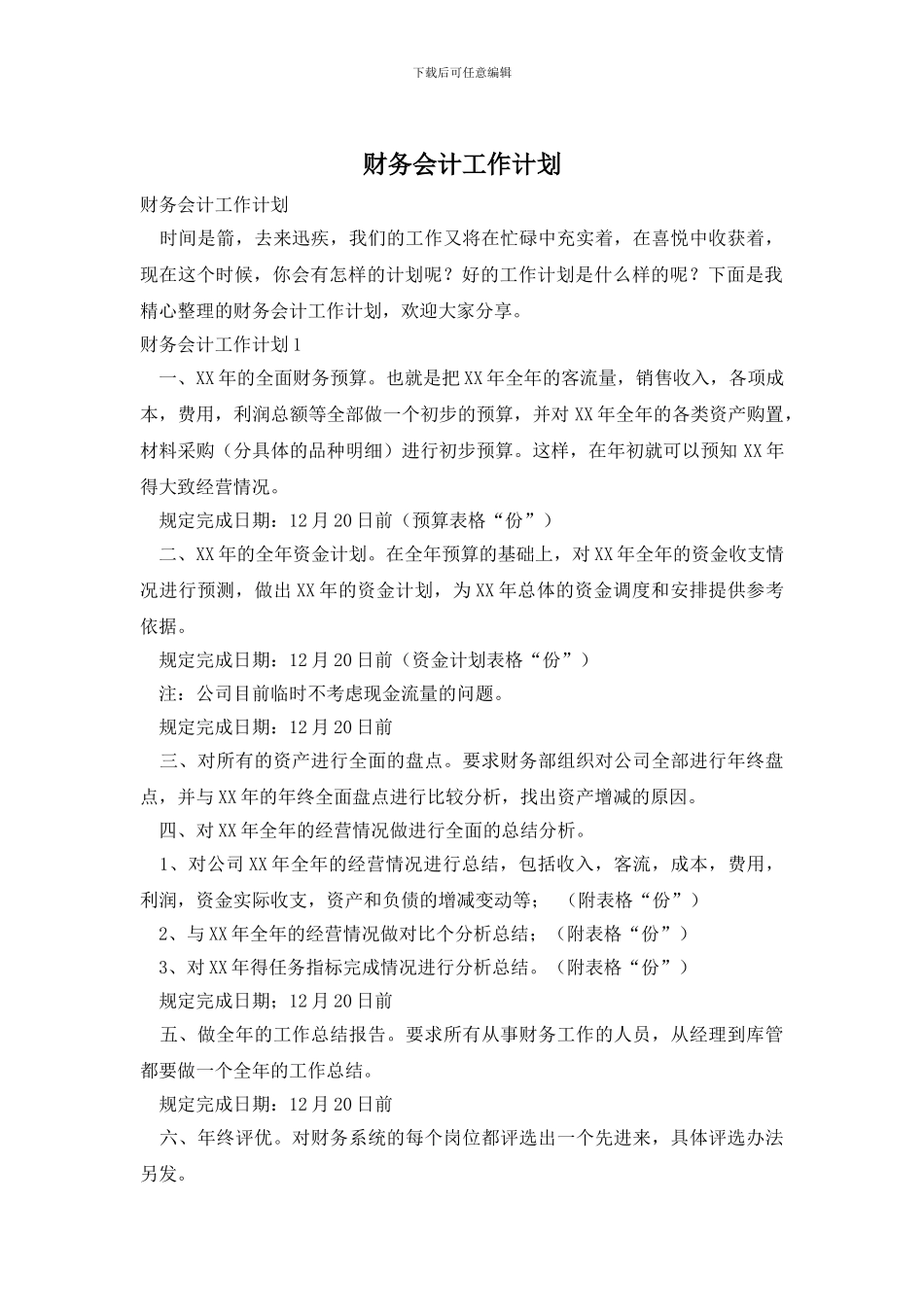 财务会计工作计划_第1页