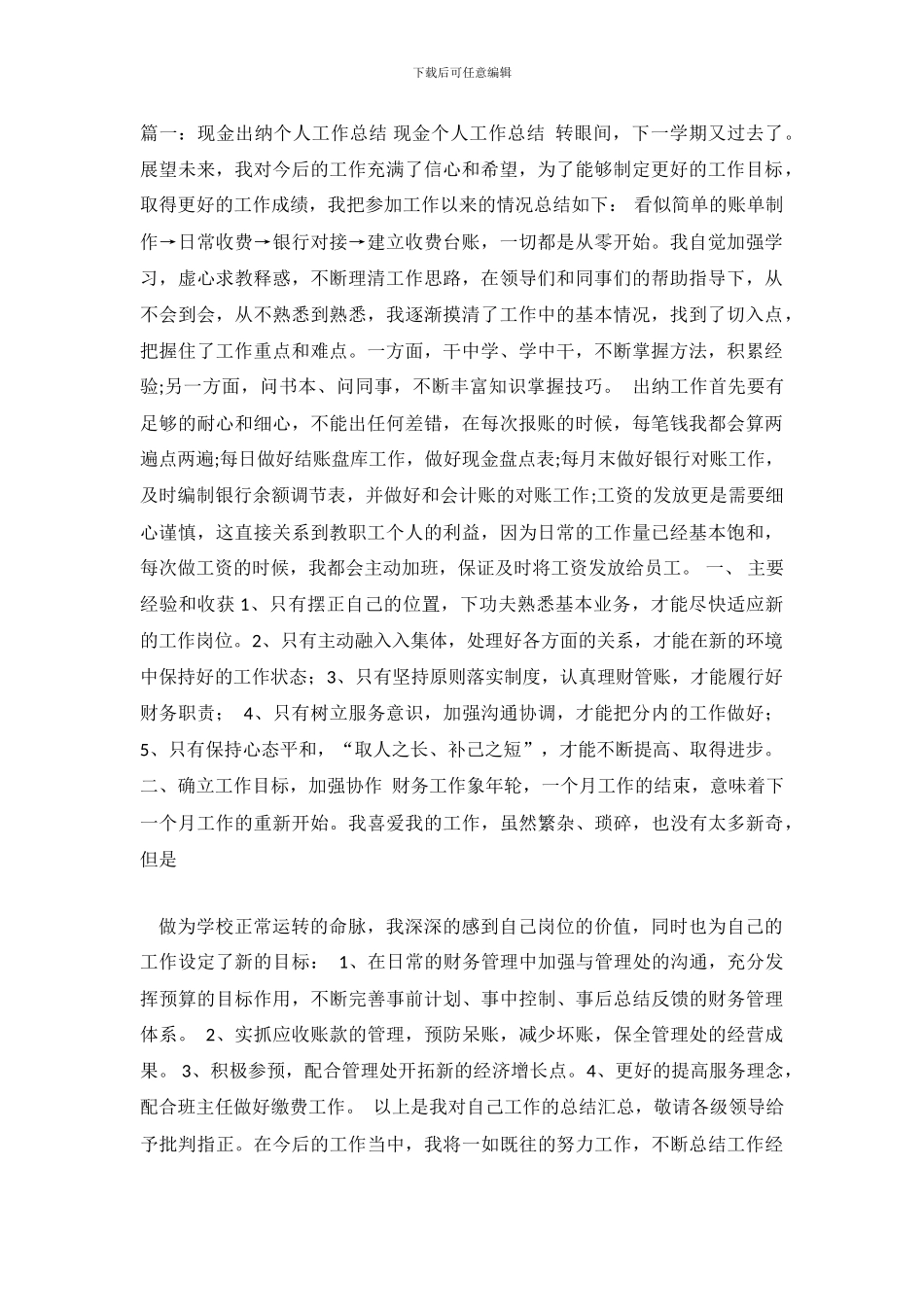 财务出纳工作总结_第2页