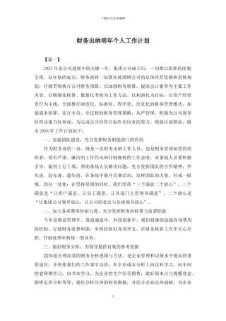 财务出纳明年个人工作计划